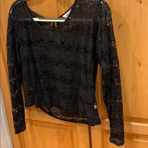 Black eyelet crop top